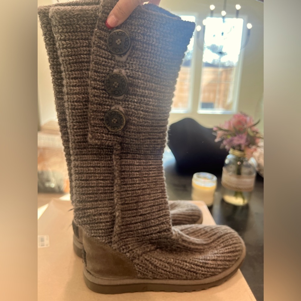 UGG Brown Knit Button Boots